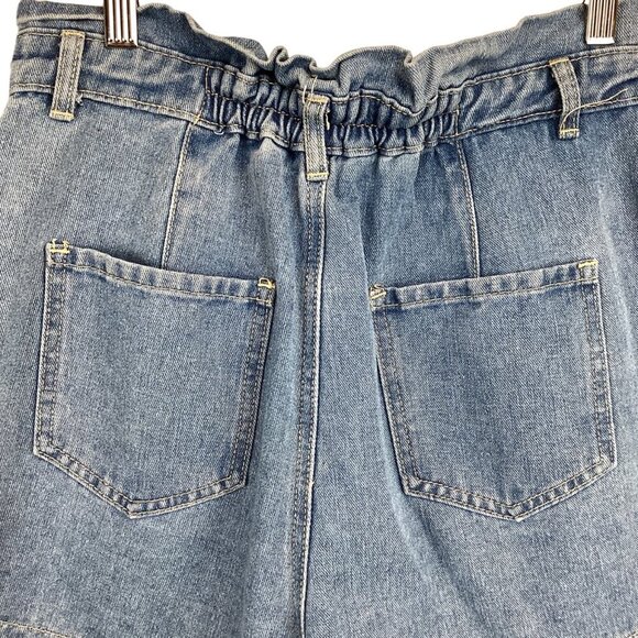 Riot Womens High Rise Mom Jean Shorts Size 8 Light Blue Denim Paperbag - Picture 7 of 7